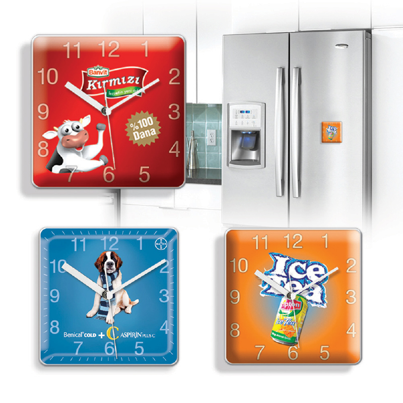 Magnetli Buzdolabı Saati Ebat: 9.5 x 9.5 Cm