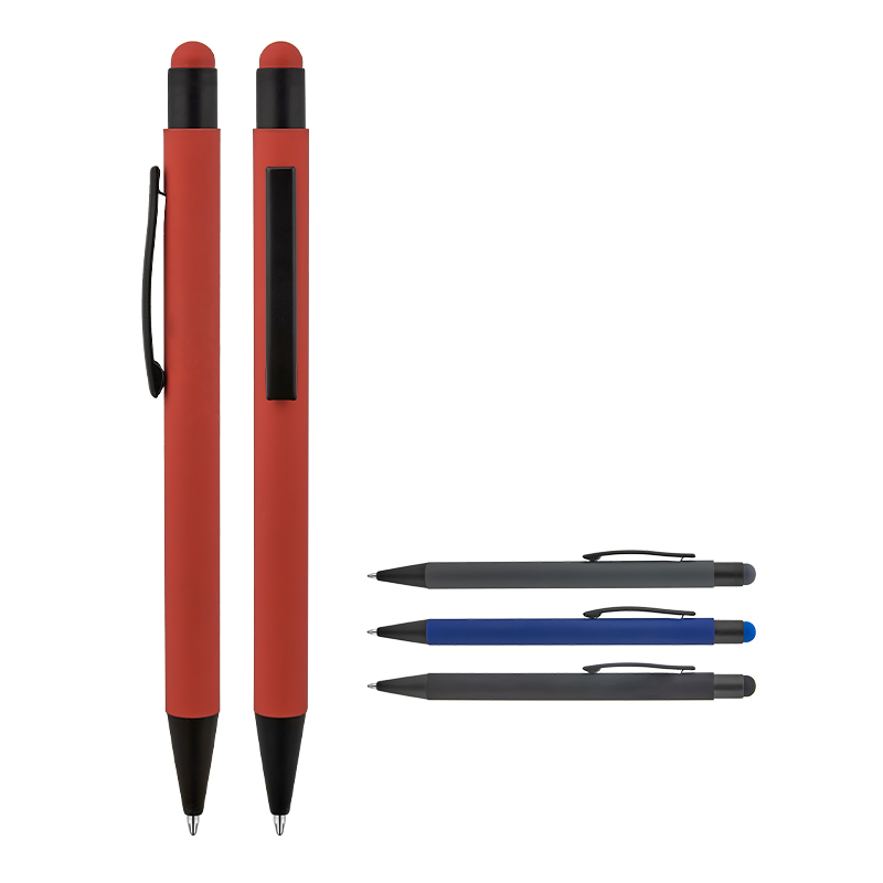 Metal Tükenmez Touchpen Rubber Gövde Kalem